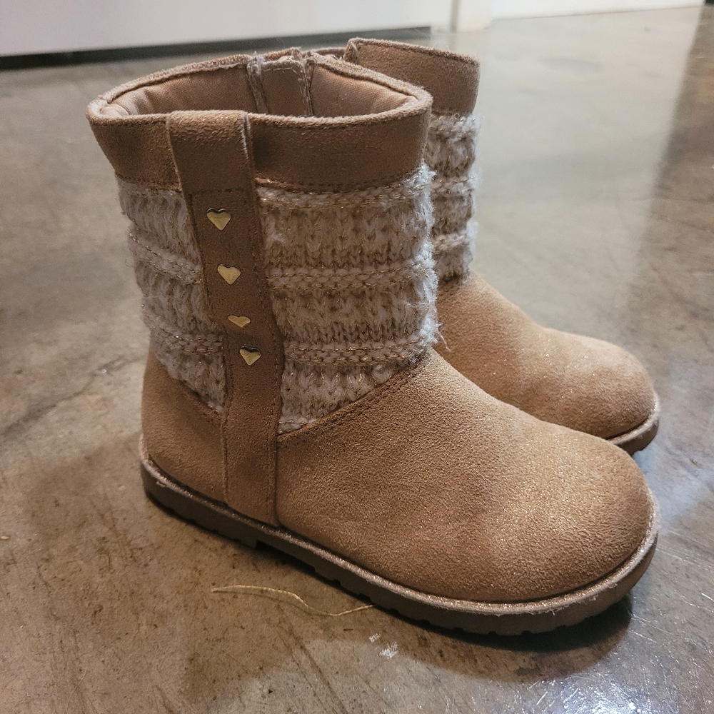 Cozy Tan Knit-Trim Boots